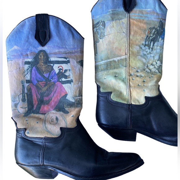 Seychelles Native Woman in Desert Print Leather Cowboy Boots - Picture 3 of 10